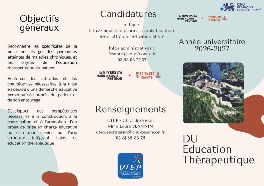 DU Education Thérapeutique 2026/2027