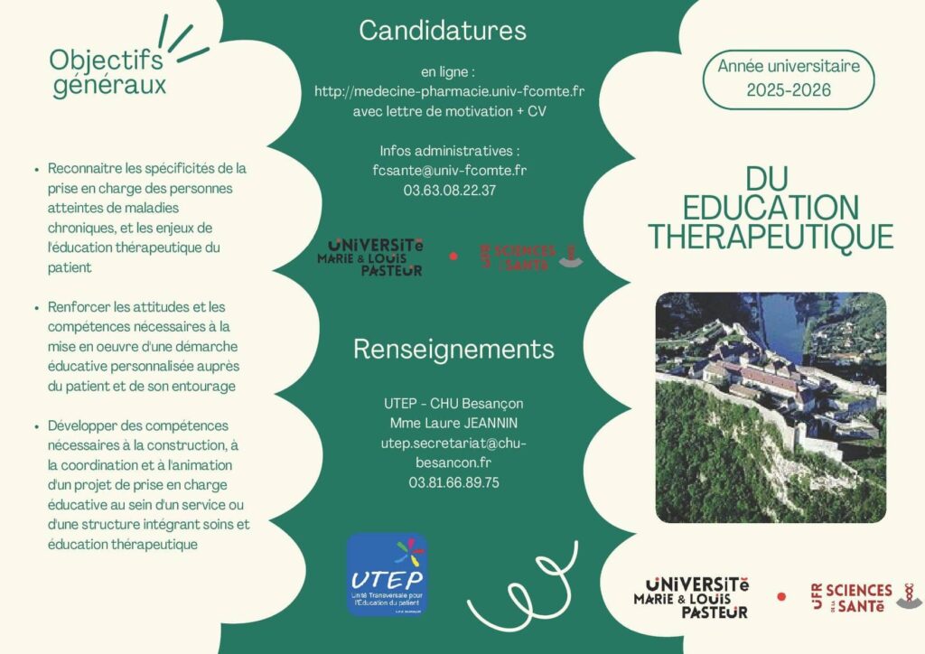 Diplôme Universitaire Education Thérapeutique 2025/2026